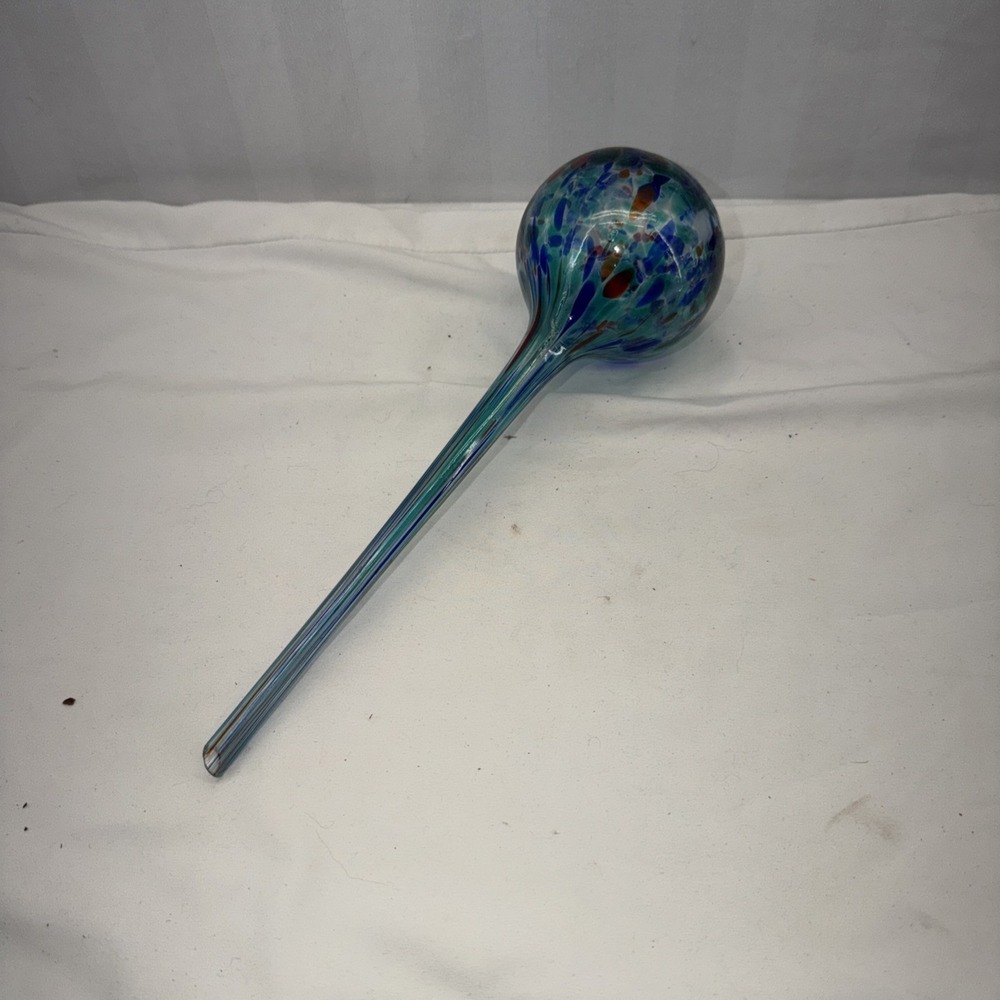Aqua Blown Glass Plant Watering Globe